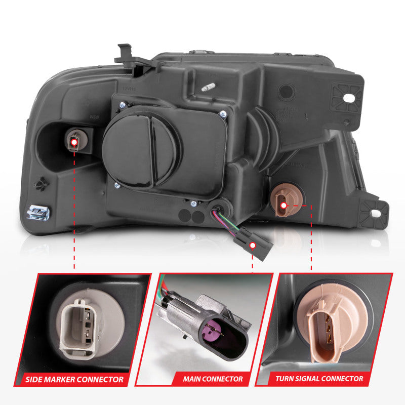 ANZO 2004-2008 Ford  F-150 Projector Headlights w/ Light Bar Black Housing ANZO Headlights  AXOPROS