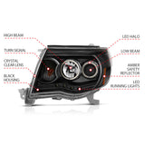 ANZO 2005-2011 Toyota Tacoma Projector Headlights w/ Halo Black ANZO Headlights  AXOPROS