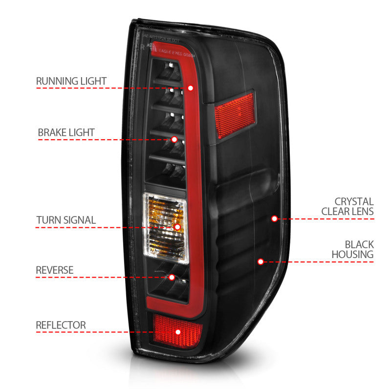 ANZO 2005-2021 Nissan Frontier LED Taillights Black Housing/Clear Lens ANZO Tail Lights  AXOPROS
