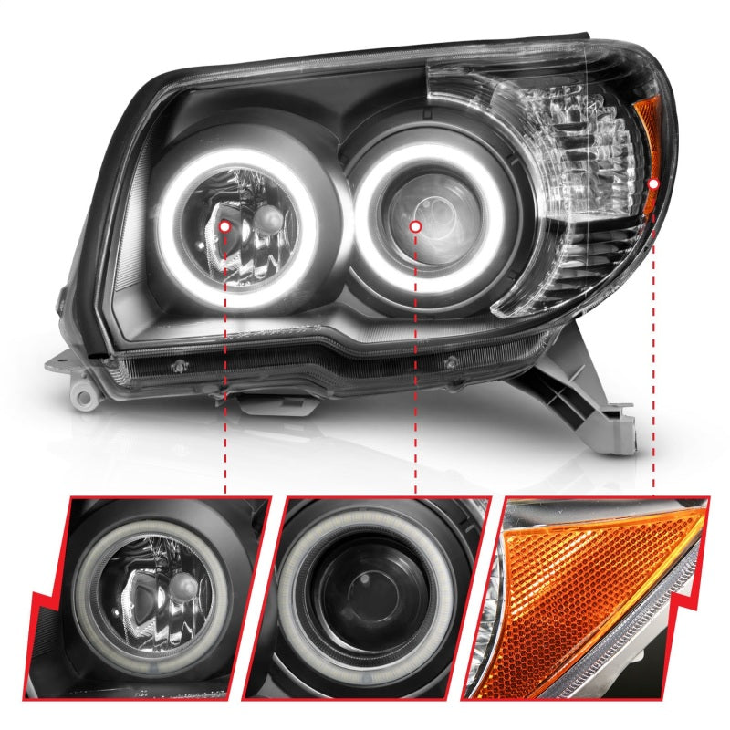 ANZO 2006-2009 Toyota 4Runner Projector Headlights w/ Halo Black ANZO Headlights  AXOPROS