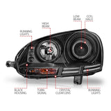 ANZO 2006-2009 Volkswagen Rabbit Projector Headlights w/ Halo Black (CCFL) ANZO Headlights  AXOPROS