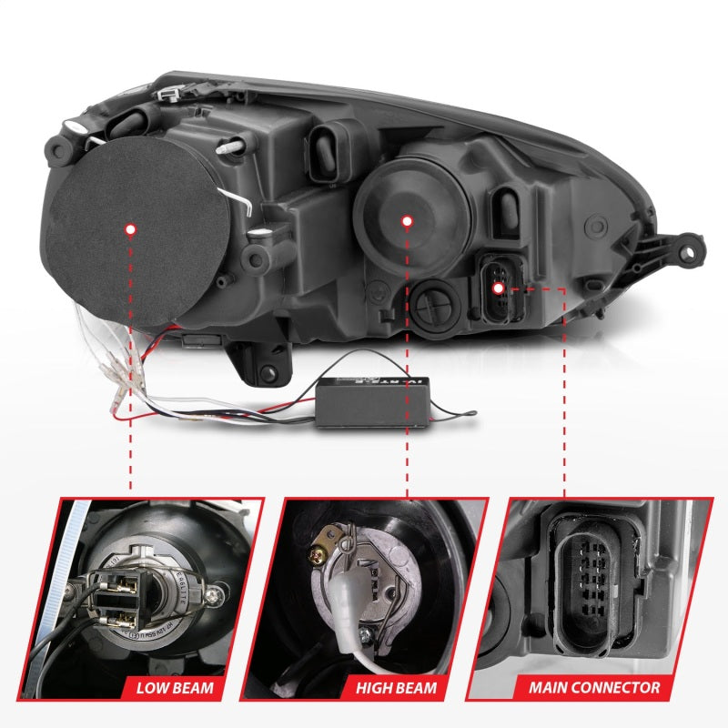 ANZO 2006-2009 Volkswagen Rabbit Projector Headlights w/ Halo Black (CCFL) ANZO Headlights  AXOPROS