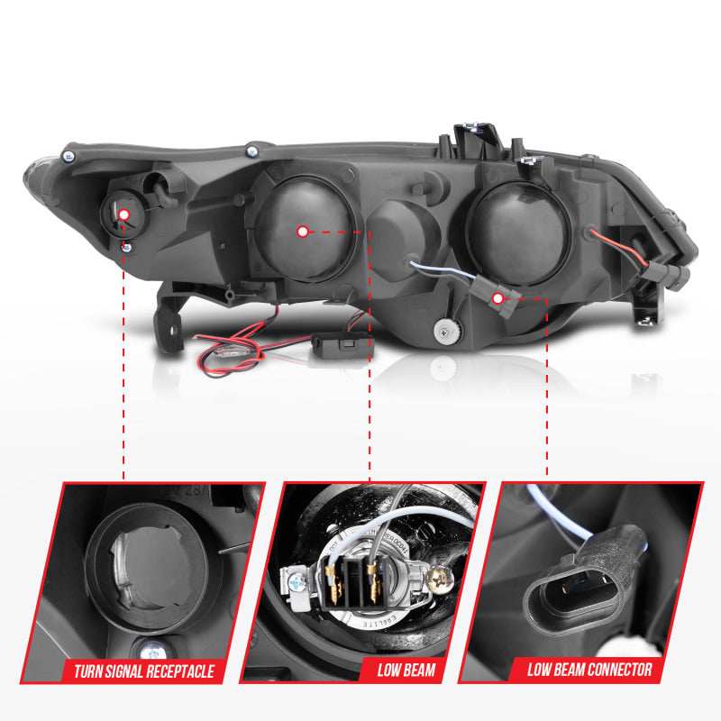 ANZO 2006-2011 Honda Civic Projector Headlights w/ Halo Black (CCFL) ANZO Headlights  AXOPROS