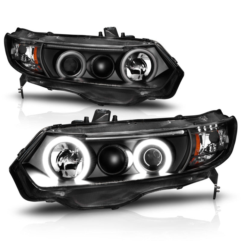ANZO 2006-2011 Honda Civic Projector Headlights w/ Halo Black (CCFL) ANZO Headlights  AXOPROS