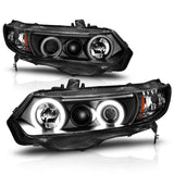ANZO 2006-2011 Honda Civic Projector Headlights w/ Halo Black (CCFL) ANZO Headlights  AXOPROS