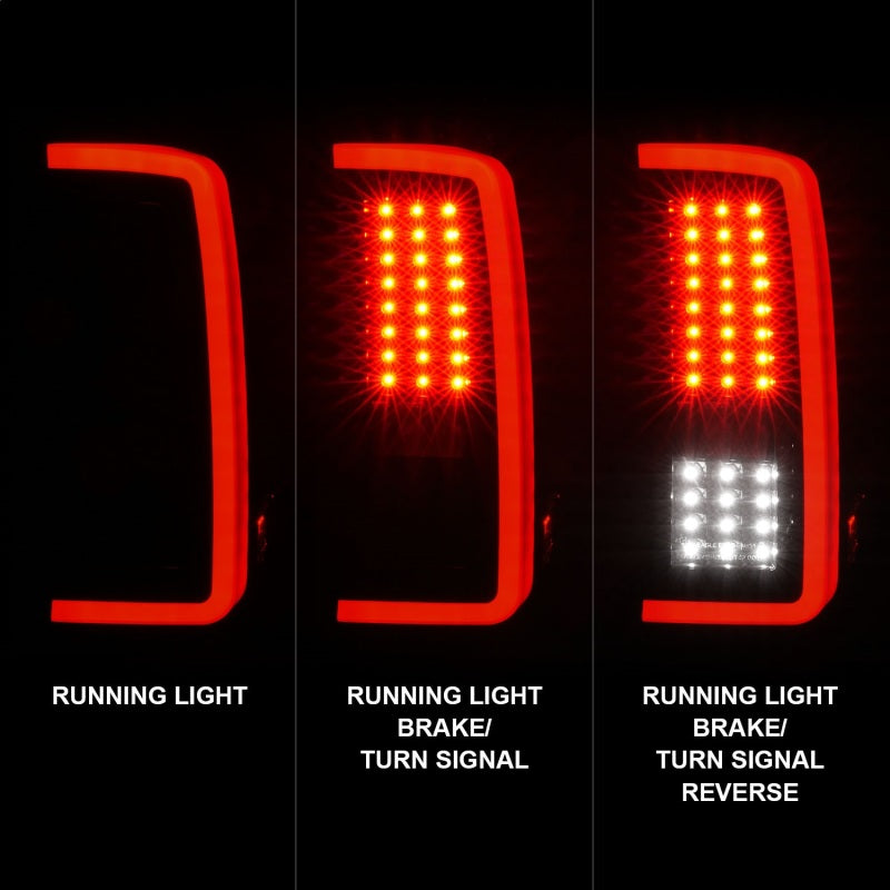 ANZO 2007-2013 Chevrolet Silverado1500/ 2500/ 3500 LED Tail Lights w/ Light Bar Black Housing Smoke ANZO Tail Lights  AXOPROS
