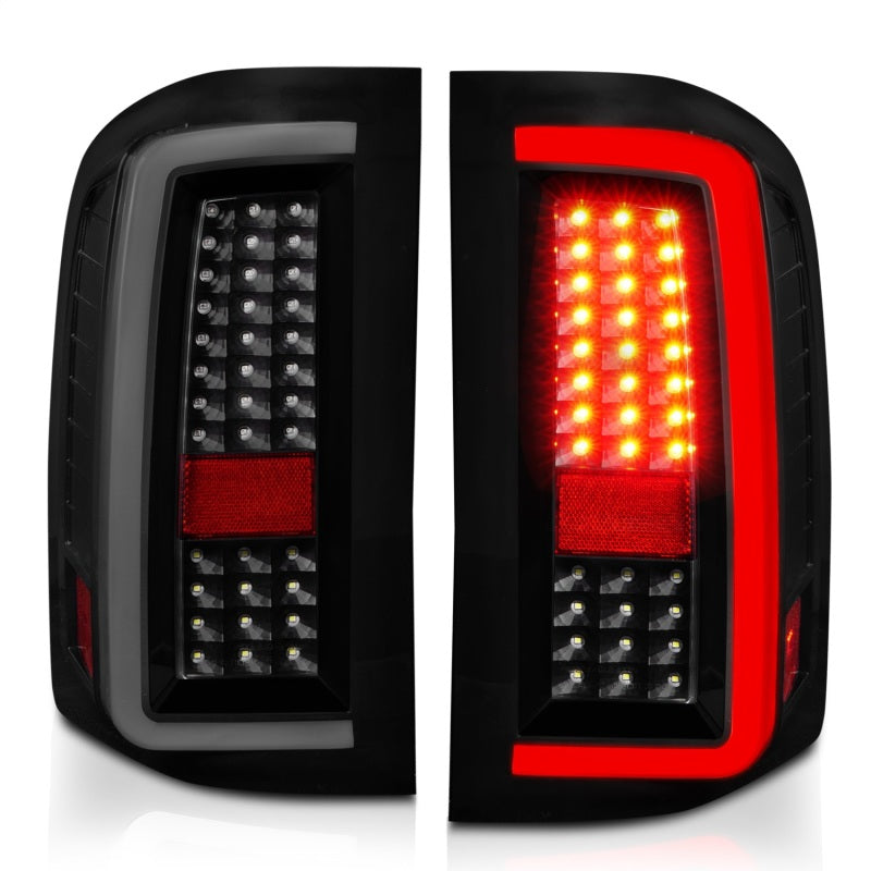 ANZO 2007-2013 Chevrolet Silverado1500/ 2500/ 3500 LED Tail Lights w/ Light Bar Black Housing Smoke ANZO Tail Lights  AXOPROS