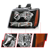 ANZO 2007-2014 Chevrolet Tahoe/Suburban Crystal Headlights Black ANZO Headlights  AXOPROS