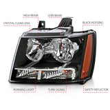 ANZO 2007-2014 Chevrolet Tahoe/Suburban Crystal Headlights Black ANZO Headlights  AXOPROS