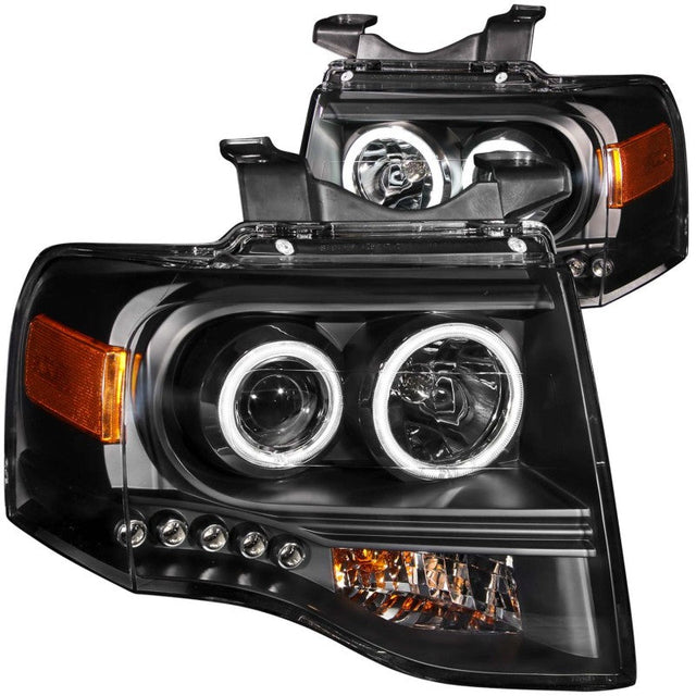 ANZO 2007-2014 Ford Expedition Projector Headlights w/ Halo Black ANZO Headlights  AXOPROS