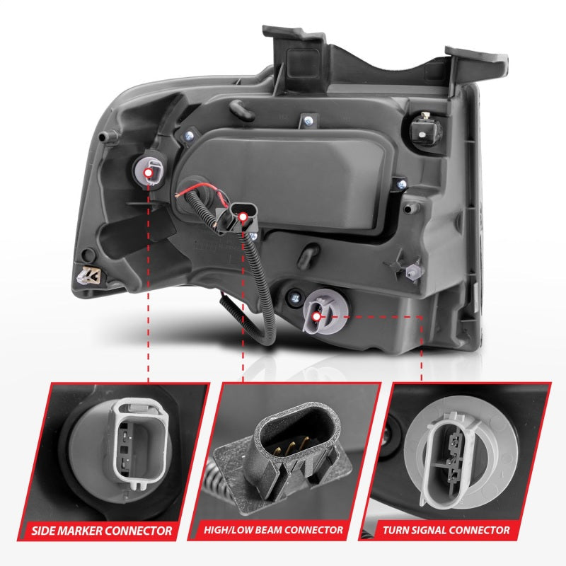 ANZO 2007-2014 Ford Expedition Projector Headlights w/ Halo Black ANZO Headlights  AXOPROS