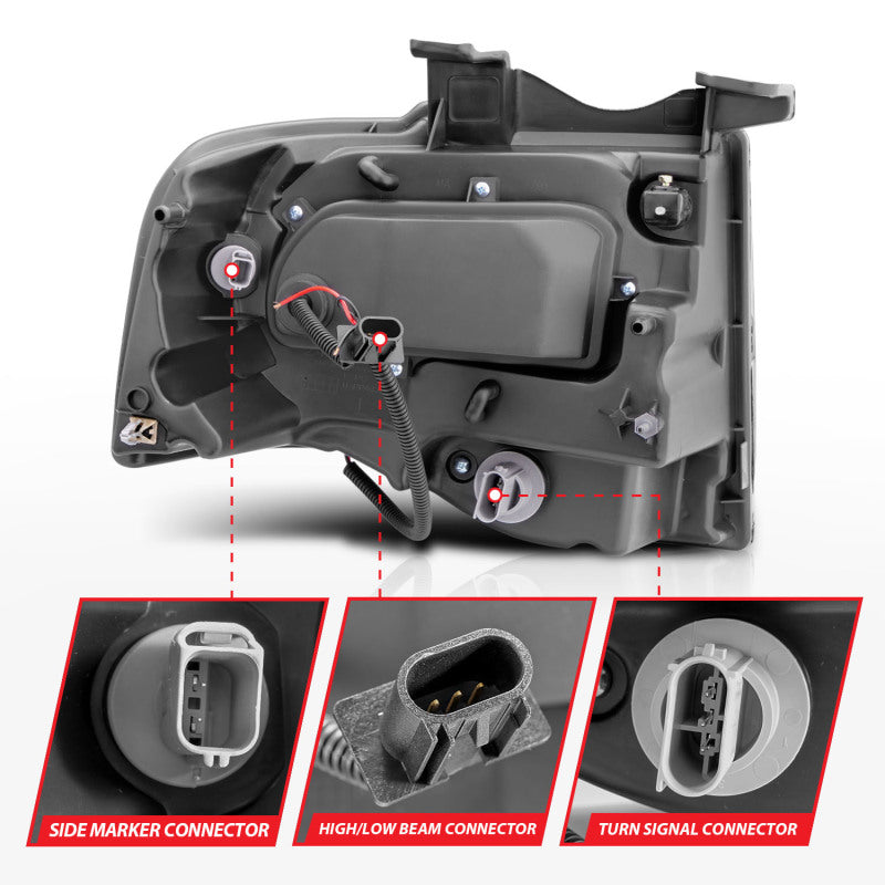 ANZO 2007-2014 Ford Expedition Projector Headlights w/ Halo Black ANZO Headlights  AXOPROS
