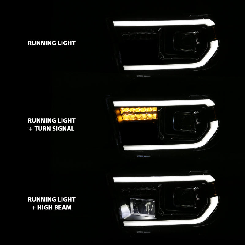 ANZO 2007-2014 Toyota Tundra Projector Light Bar H.L Black Amber(Led High Beam) (Halogen Version) ANZO Headlights  AXOPROS