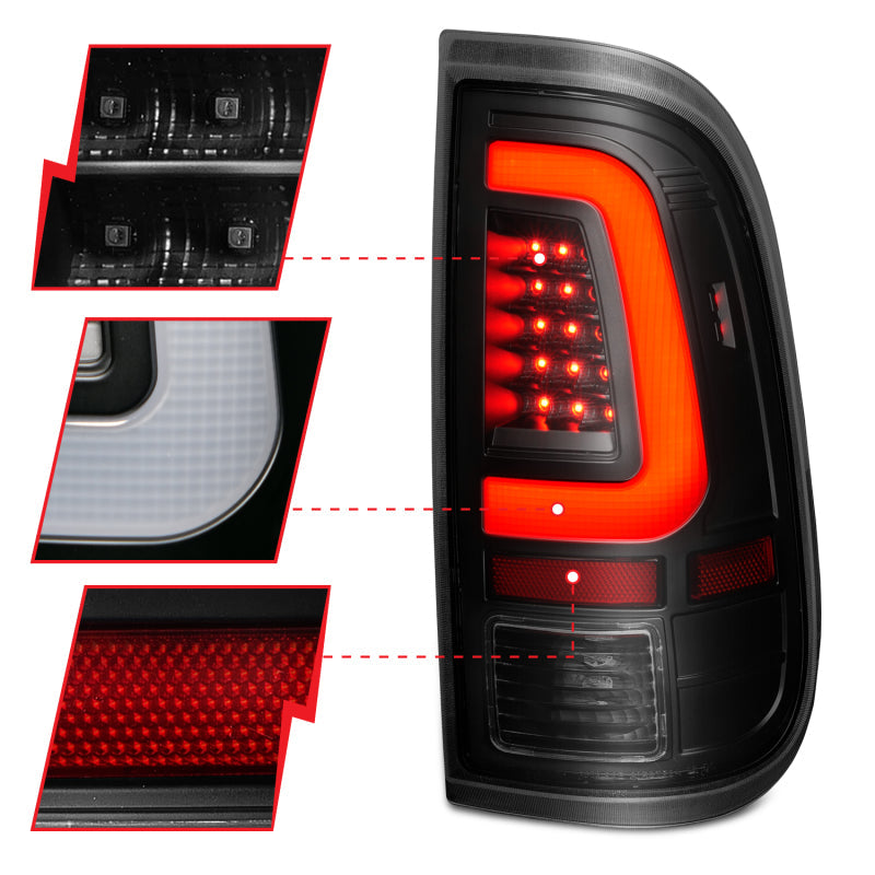 ANZO 2008-2016 Ford  F-250  LED Tail w/ Lights Bar Black Housing Smoke Lens ANZO Headlights  AXOPROS