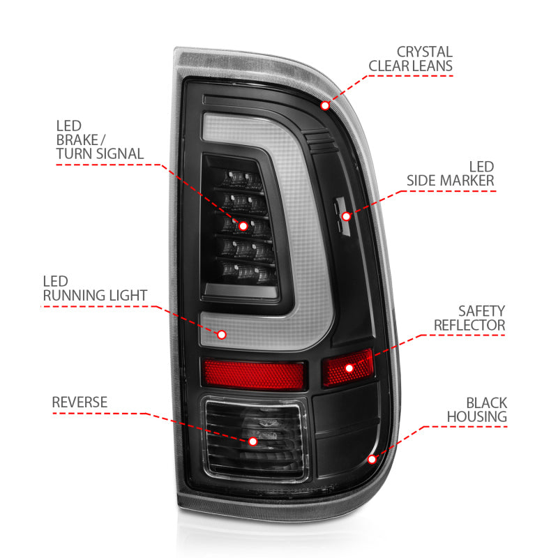 ANZO 2008-2016 Ford F-250 LED Taillights Black Housing Clear Lens (Pair) ANZO Tail Lights  AXOPROS