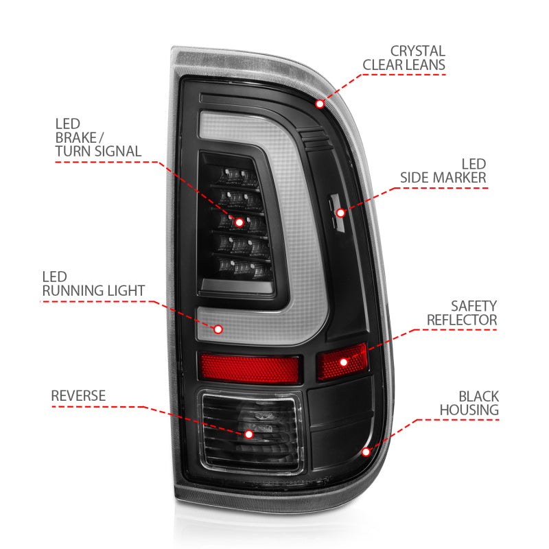 ANZO 2008-2016 Ford F-250 LED Taillights Black Housing Clear Lens (Pair) ANZO Tail Lights  AXOPROS