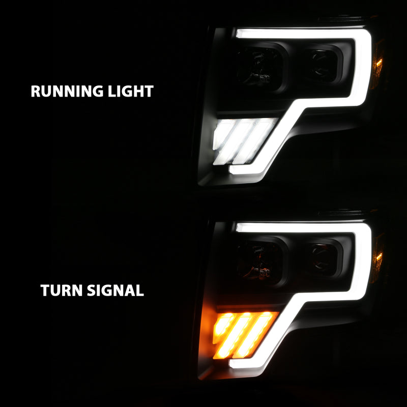 ANZO 2009-2013 Ford F-150 Projector Light Bar G4 Switchback H.L.Black Amber ANZO Headlights  AXOPROS