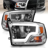 ANZO 2009-2018 Dodge Ram 1500/ 2500/ 3500 Crystal Headlights w/ Light Bar Chrome Housing ANZO Headlights  AXOPROS