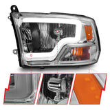 ANZO 2009-2018 Dodge Ram 1500/ 2500/ 3500 Crystal Headlights w/ Light Bar Chrome Housing ANZO Headlights  AXOPROS