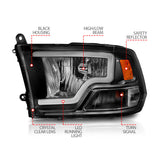 ANZO 2009-2018 Dodge Ram 1500 Crystal Headlights w/ Light Bar Black Housing ANZO Headlights  AXOPROS
