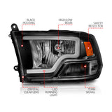 ANZO 2009-2018 Dodge Ram 1500 Crystal Headlights w/ Light Bar Black Housing ANZO Headlights  AXOPROS