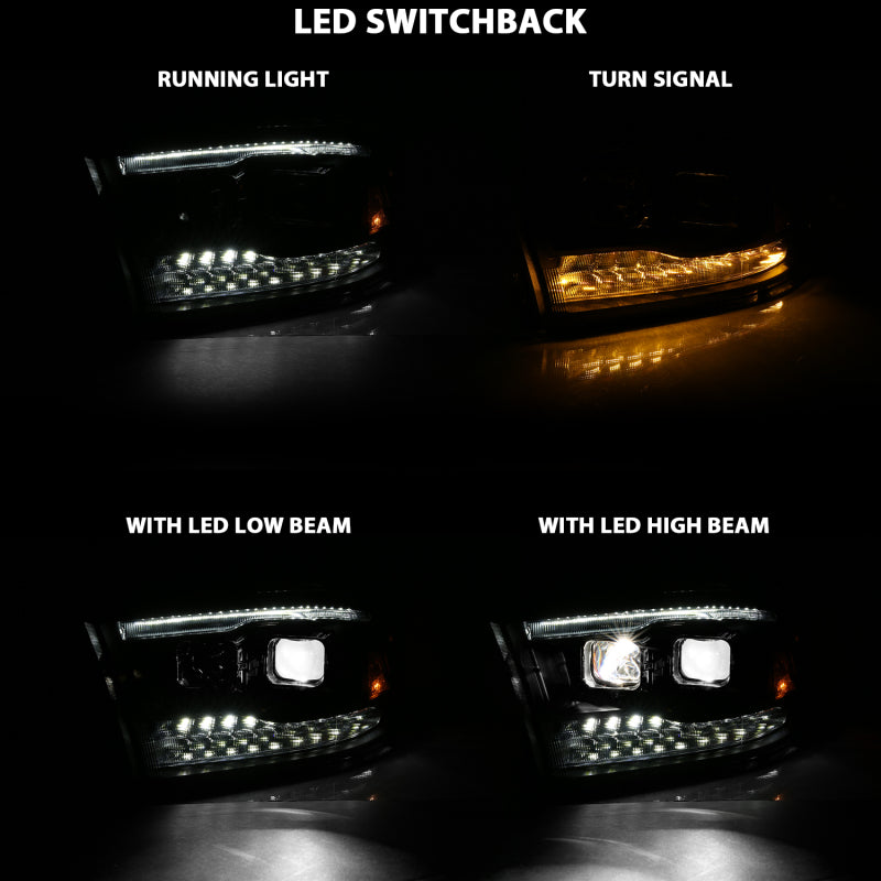 ANZO 2009-2018 Dodge Ram 1500 Led Projector Plank Style Switchback H.L Halo Black Amber (OE Style) ANZO Headlights  AXOPROS