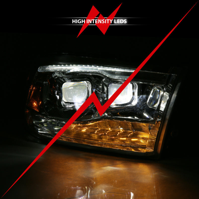 ANZO 2009-2018 Dodge Ram 1500 Led Projector Plank Style Switchback H.L Halo Chrome Amber (OE Style) ANZO Headlights  AXOPROS