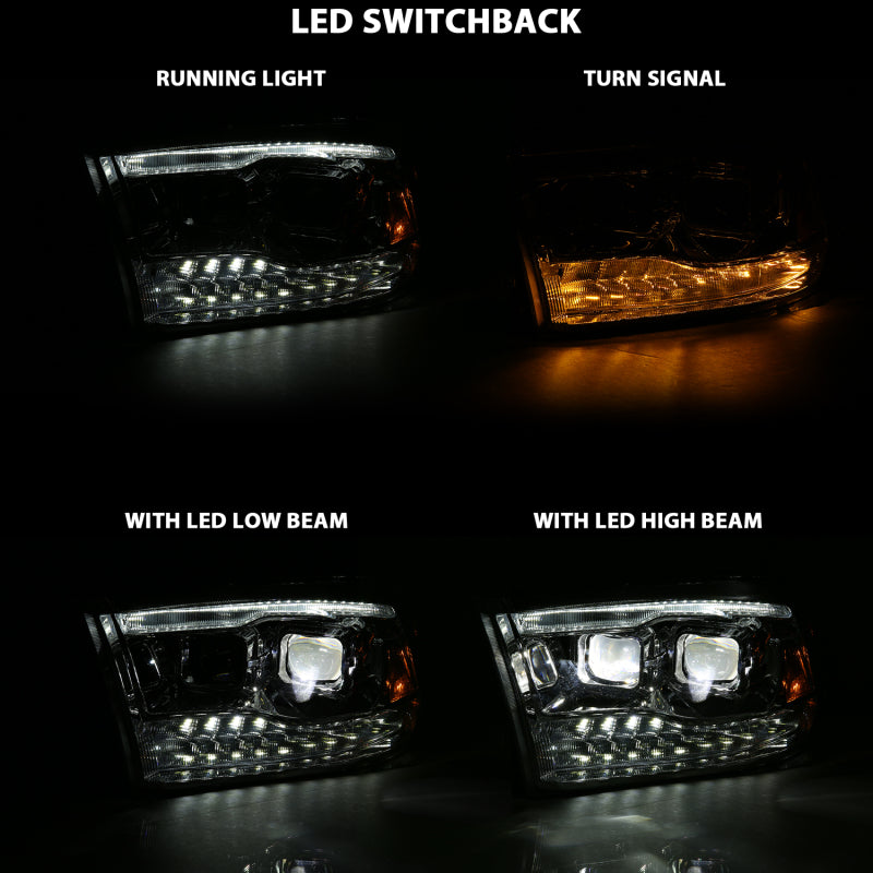 ANZO 2009-2018 Dodge Ram 1500 Led Projector Plank Style Switchback H.L Halo Chrome Amber (OE Style) ANZO Headlights  AXOPROS