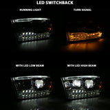 ANZO 2009-2018 Dodge Ram 1500 Led Projector Plank Style Switchback H.L Halo Chrome Amber (OE Style) ANZO Headlights  AXOPROS