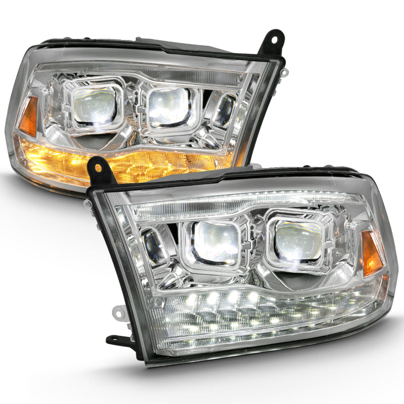 ANZO 2009-2018 Dodge Ram 1500 Led Projector Plank Style Switchback H.L Halo Chrome Amber (OE Style) ANZO Headlights  AXOPROS