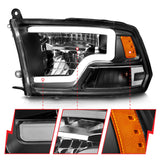 ANZO 2009-2020 Dodge Ram 1500 Full LED Square Projector Headlights w/ Chrome Housing Black Amber ANZO Headlights  AXOPROS
