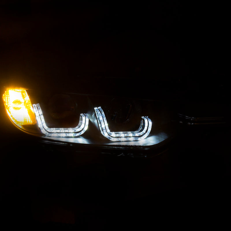 ANZO 2012-2015 BMW 3 Series Projector Headlights w/ U-Bar Black ANZO Headlights  AXOPROS