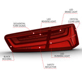 ANZO 2012-2018 Audi A6 LED Taillight Black Housing Red/Clear Lens 4 pcs (Sequential Signal) ANZO Tail Lights  AXOPROS