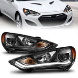 ANZO 2013-2015 Hyundai Genesis Projector Headlights w/ Plank Style Design Black (HID Compatible) ANZO Headlights  AXOPROS