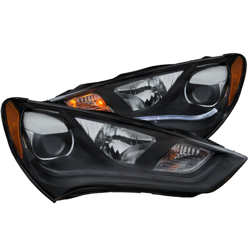 ANZO 2013-2015 Hyundai Genesis Projector Headlights w/ Plank Style Design Black (HID Compatible) ANZO Headlights  AXOPROS