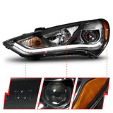 ANZO 2013-2015 Hyundai Genesis Projector Headlights w/ Plank Style Design Black (HID Compatible) ANZO Headlights  AXOPROS