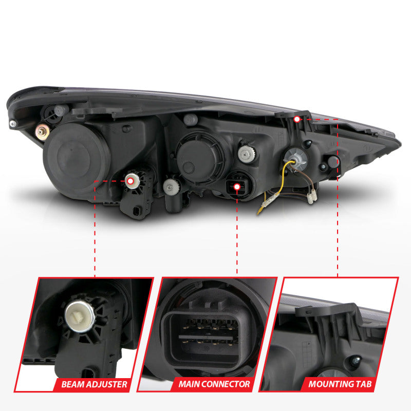 ANZO 2013-2015 Hyundai Genesis Projector Headlights w/ Plank Style Design Black (HID Compatible) ANZO Headlights  AXOPROS