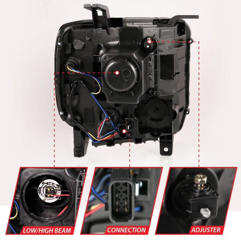 ANZO 2014-2015 Gmc Sierra 1500HD Projector Plank Style Headlight Black W/ Drl ANZO Headlights  AXOPROS