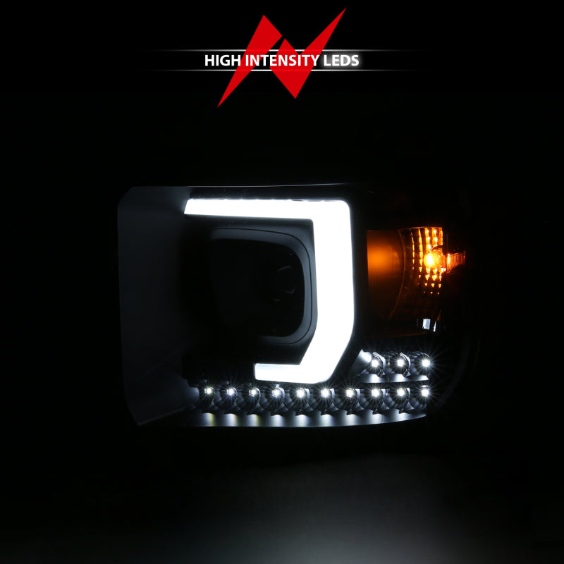 ANZO 2014-2015 Gmc Sierra 1500HD Projector Plank Style Headlight Black W/ Drl ANZO Headlights  AXOPROS