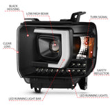 ANZO 2014-2015 Gmc Sierra 1500HD Projector Plank Style Headlight Black W/ Drl ANZO Headlights  AXOPROS