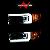 ANZO 2015-2016 Chevrolet Silverado Projector Headlights w/ Plank Style Design Chrome w/ Amber ANZO Headlights  AXOPROS