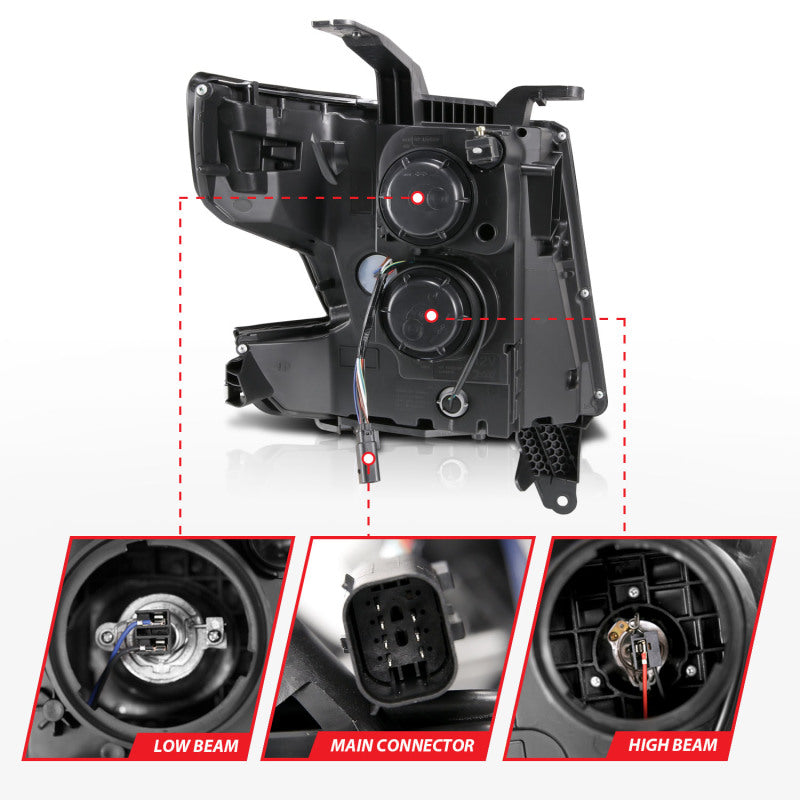 ANZO 2015-2020 Chevy Tahoe Projector Headlights Plank Style Black w/DRL ANZO Headlights  AXOPROS