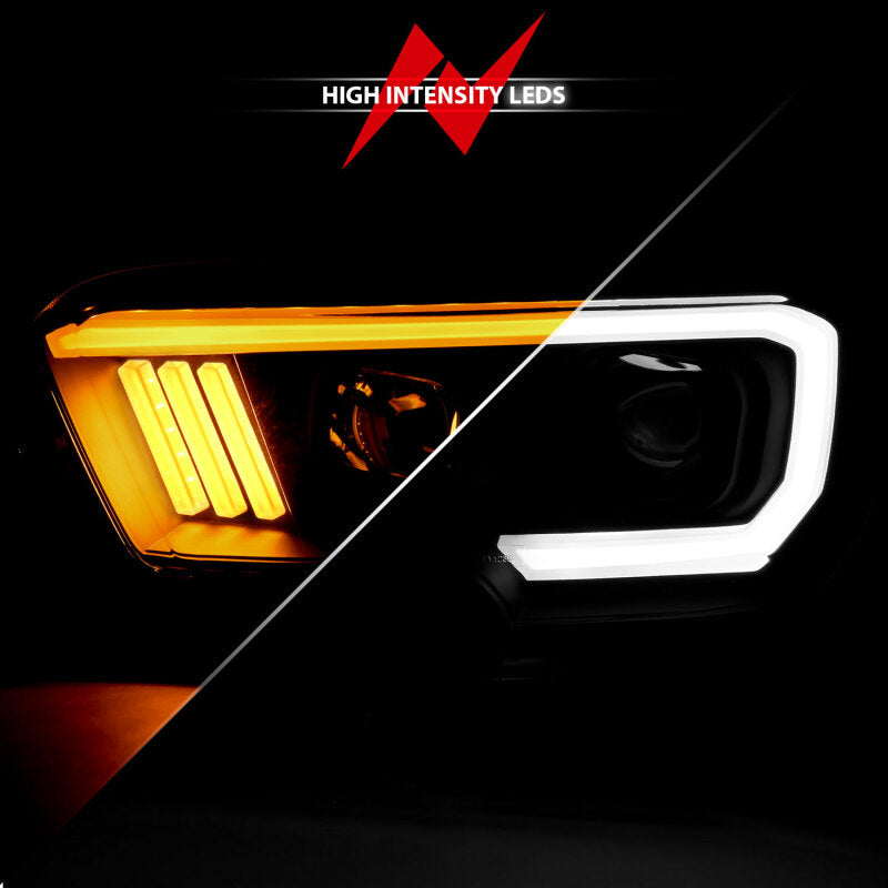 ANZO 2016-2017 Toyota Tacoma Projector Headlights w/ Plank Style Switchback Black w/ Amber ANZO Headlights  AXOPROS