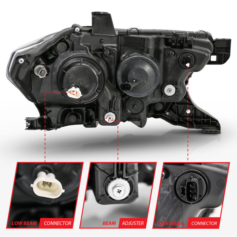 ANZO 2016-2017 Toyota Tacoma Projector Headlights w/ Plank Style Switchback Black w/ Amber ANZO Headlights  AXOPROS