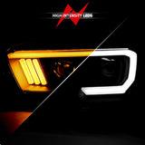 ANZO 2016-2017 Toyota Tacoma Projector Headlights w/ Plank Style Switchback Black w/ Amber ANZO Headlights  AXOPROS
