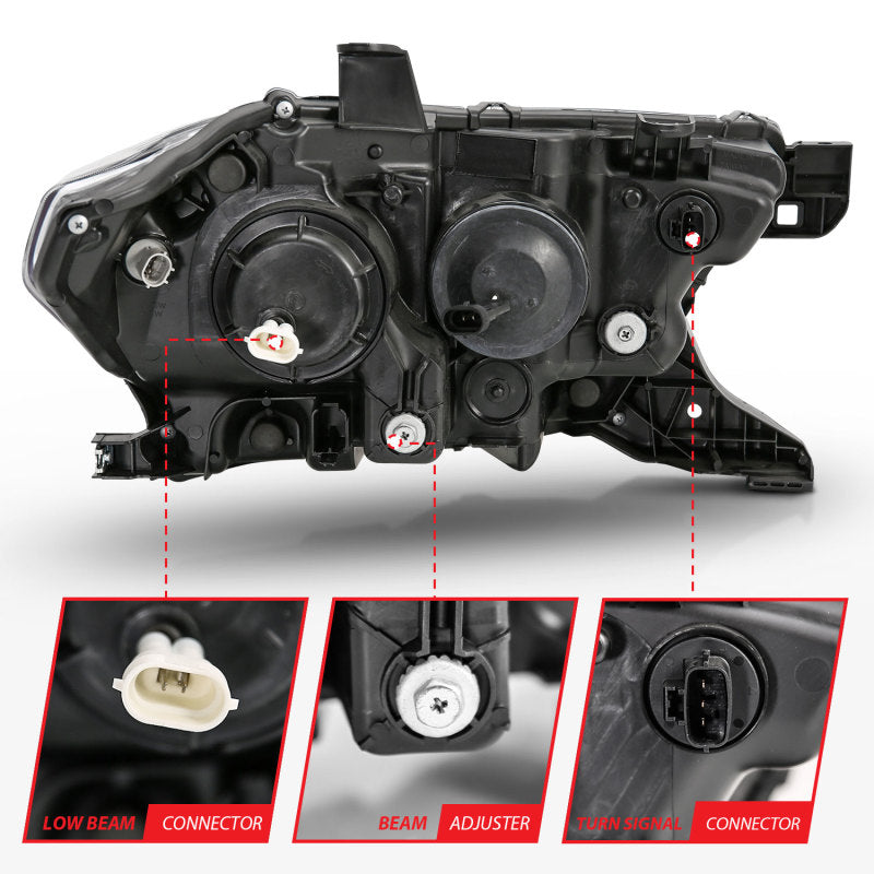 ANZO 2016-2017 Toyota Tacoma Projector Headlights w/ Plank Style Switchback Black w/ Amber ANZO Headlights  AXOPROS