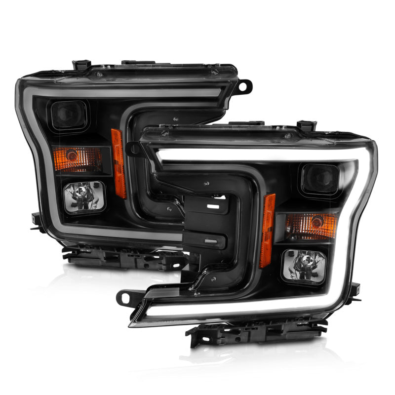ANZO 2018-2019 Ford F-150 Projector Plank Style H.L. Black Amber (Without Switchback) ANZO Headlights  AXOPROS