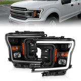 ANZO 2018-2019 Ford F-150 Projector Plank Style H.L. Black Amber (Without Switchback) ANZO Headlights  AXOPROS