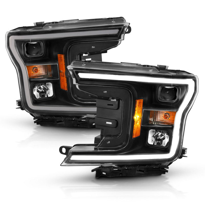 ANZO 2018-2019 Ford F-150 Projector Plank Style H.L. Black Amber (Without Switchback) ANZO Headlights  AXOPROS