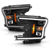 ANZO 2018-2019 Ford F-150 Projector Plank Style H.L. Black Amber (Without Switchback) ANZO Headlights  AXOPROS